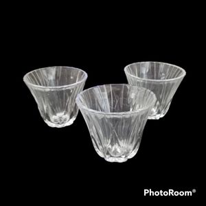 Vintage Trio (3) Cut Clear Crystal   Votive Candle Holders 4"